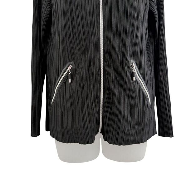 Jamie Sadock Black Crinkle Pleated Golf Jacket Shirt Small Full Zip Front Womens - Picture 4 of 16
